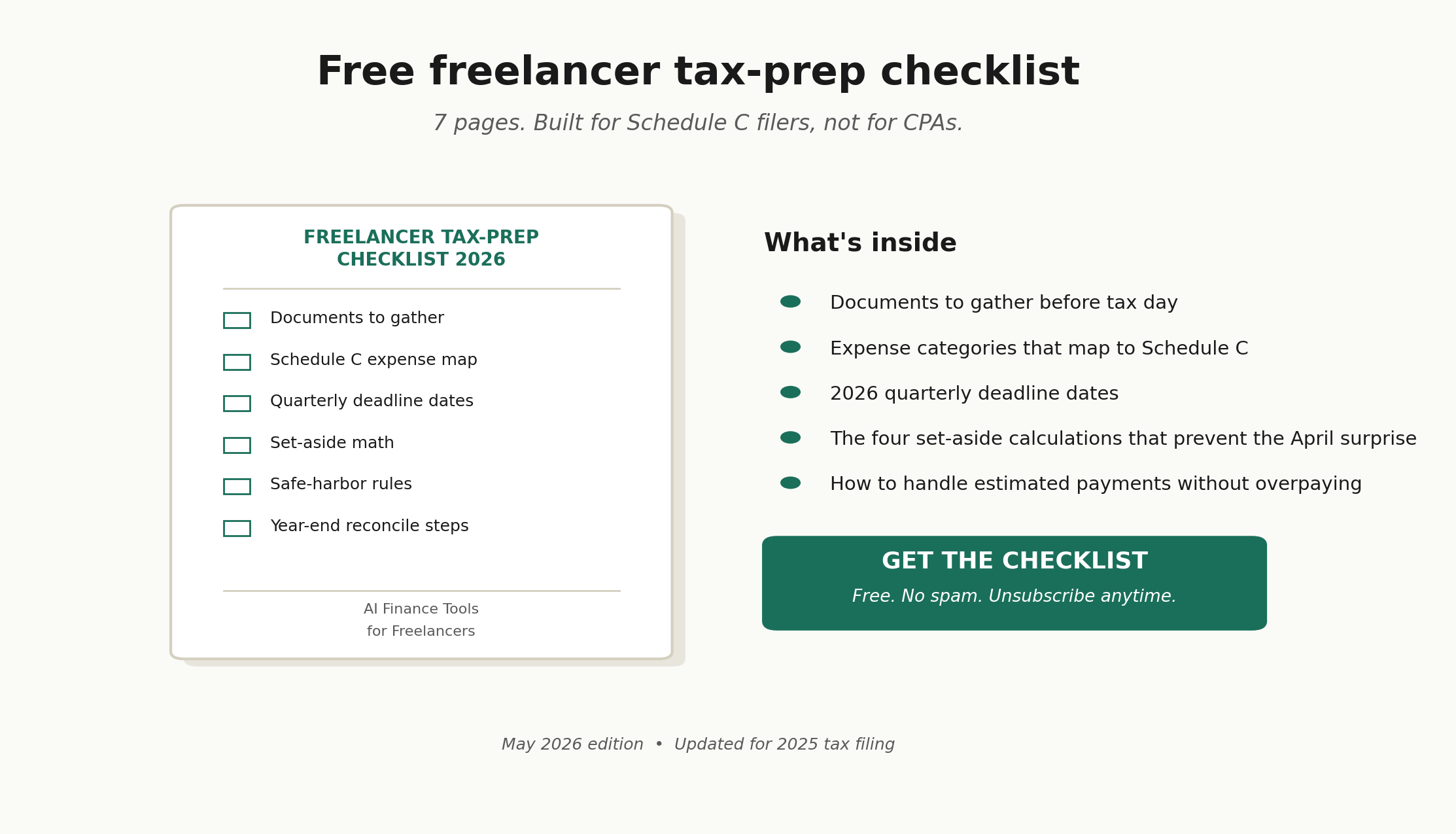 Free freelancer tax preparation checklist preview with what's inside and a call to action